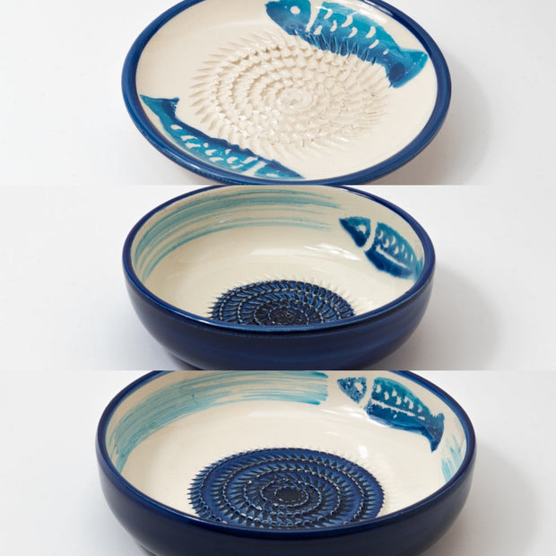 Sardina Ceramic Garlic Grater Plate and Bowls 3 sizes